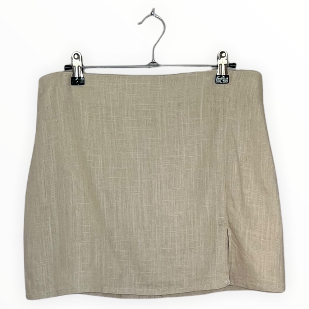 Lulus Tan Linen Mini Skirt Size M